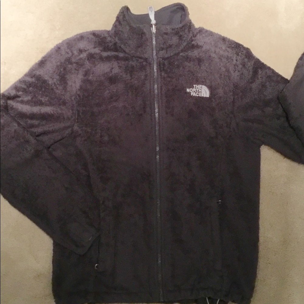 Women’s gray fuzzy fleece ~NORTH FACE jacket/size M